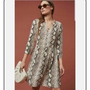 Maeve by Anthropologie Long Sleeve Snake Print Dress